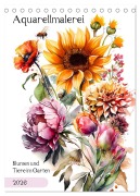 Cover-Bild zum Titel 'Aquarellmalerei - Blumen und Tiere im Garten (Tischkalender 2026 DIN A5 hoch), CALVENDO Monatskalender' von 'Anja Frost'