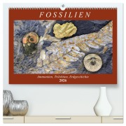 Cover-Bild zum Titel 'Fossilien - Ammoniten, Trilobiten, Erdgeschichte (hochwertiger Premium Wandkalender 2026 DIN A2 quer), Kunstdruck in Hochglanz' von 'Anja Frost'