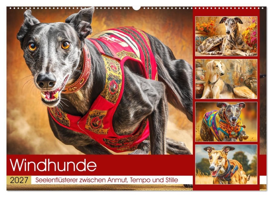 Windhunde. Seelenflüsterer zwischen Anmut, Tempo und Stille (Wandkalender 2027 DIN A2 quer), CALVENDO Monatskalender - Rose Hurley