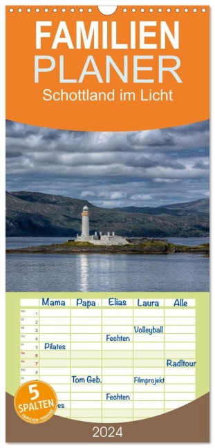 Familienplaner 2026 - Schottland im Licht mit 5 Spalten (Wandkalender, 21 x 45 cm) CALVENDO - Oliver Schwenn