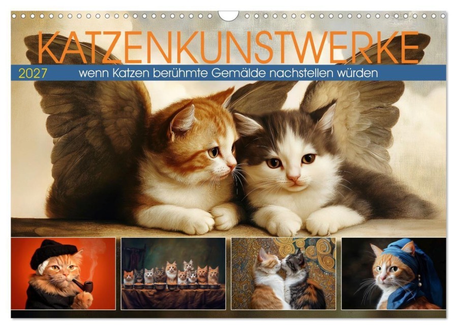 Katzenkunstwerke (Wandkalender 2027 DIN A3 quer), CALVENDO Monatskalender - Sabine Löwer