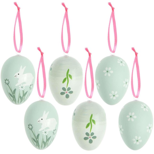 Deko-Eier Set, Grün, 6 Stück, 6 x 4cm - 