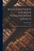 Cover-Bild zum Titel 'Keilschrifttexte aus Assur verschiedenen Inhalts; mit Inhaltsübersicht und Namenlisten versehen' von 'Schroeder Otto'