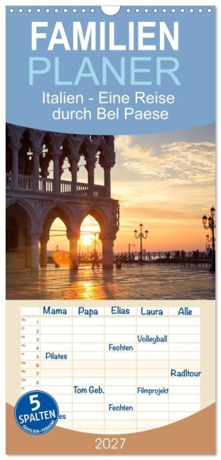 Familienplaner 2027 - Italien - Eine Reise durch Bel Paese mit 5 Spalten (Wandkalender, 21 x 45 cm) CALVENDO - Matteo Colombo