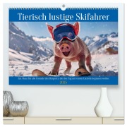 Tierisch lustige Skifahrer (hochwertiger Premium Wandkalender 2025 DIN A2 quer), Kunstdruck in Hochglanz - Peter Rübsamen