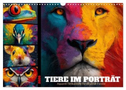 Cover-Bild zum Titel 'Tiere im Porträt - Aquarell Tierkalender für die ganze Familie (Wandkalender 2026 DIN A3 quer), CALVENDO Monatskalender' von 'Mb Fotografie'