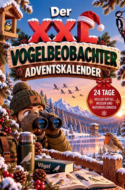 Der XXL Vogelbeobachter-Adventskalender - 24 gefiederte Überraschungen mit Ausmalbildern, Rätseln, Mitmachseiten, kuriosen & unnützem Vogelwissen - Frieda Frostbeule