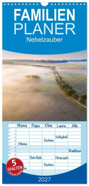 Familienplaner 2027 - Nebelzauber mit 5 Spalten (Wandkalender, 21 x 45 cm) CALVENDO - Peter Schürholz