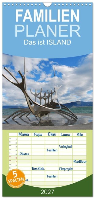 Familienplaner 2027 - Das ist ISLAND mit 5 Spalten (Wandkalender, 21 x 45 cm) CALVENDO - Philipp Burkart