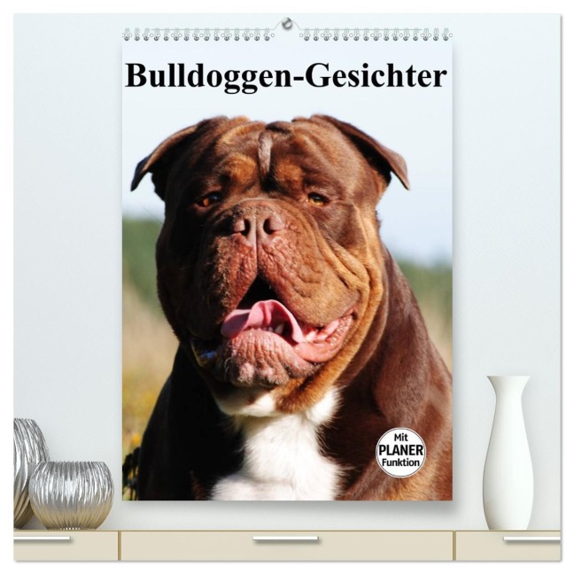 Bulldoggen-Gesichter (hochwertiger Premium Wandkalender 2026 DIN A2 hoch), Kunstdruck in Hochglanz - Elisabeth Stanzer
