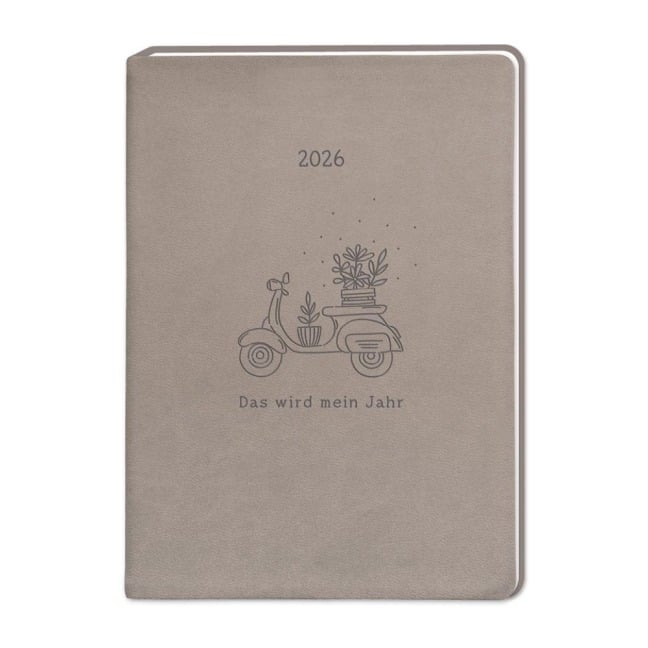 Terminplaner Lederlook 2026 Taupe - 