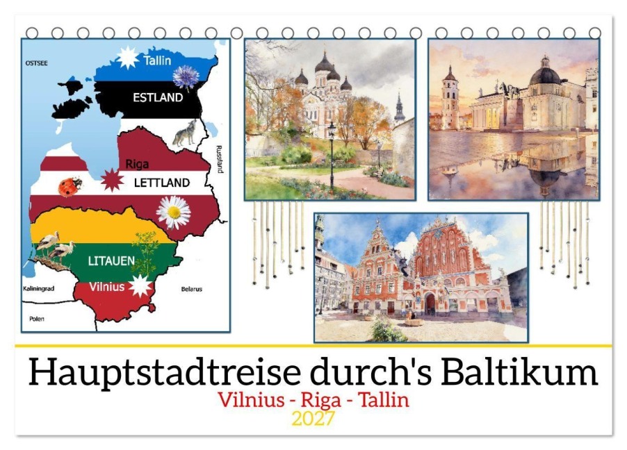 Hauptstadtreise durch's Baltikum (Tischkalender 2027 DIN A5 quer), CALVENDO Monatskalender - Claudia Kleemann