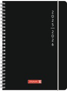 BRUNNEN Schülerkalender (2025/2026) "Plain Black", 2 Seiten = 1 Woche, A5, 208 Seiten, PP-Umschlag, schwarz - 