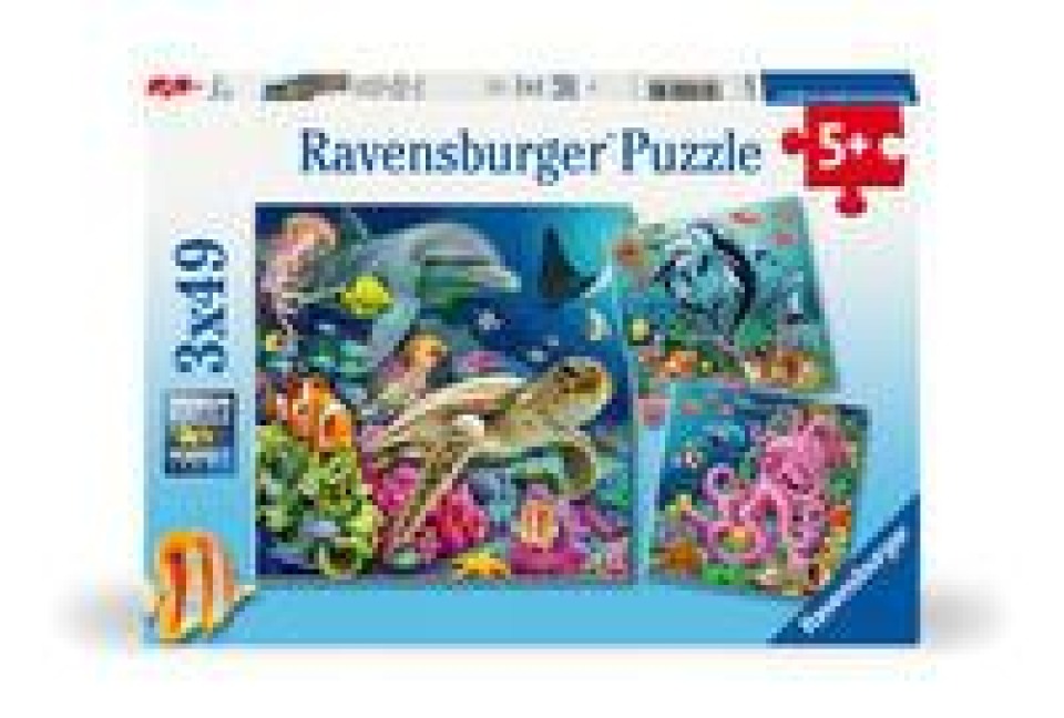 Kinderpuzzle 3x49 Teile - Bezaubernde Unterwasserwelt - 