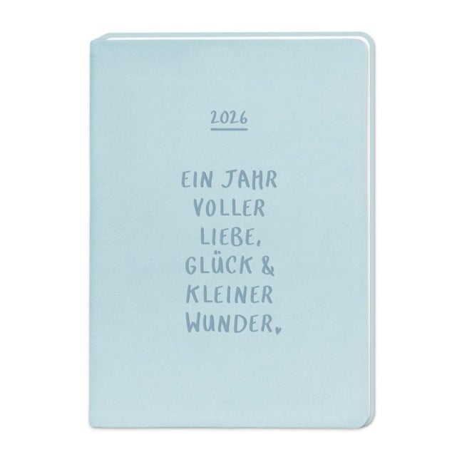 Terminplaner Lederlook 2026 Hellblau - 