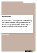 Cover-Bild zum Titel 'Was waren die Beweggründe zur Schaffung des Internationalen Strafgerichtshofes (ICC) in Den Haag? Historische Bedeutung im Kontext der internationalen Politik' von 'Dominic Dehmel'