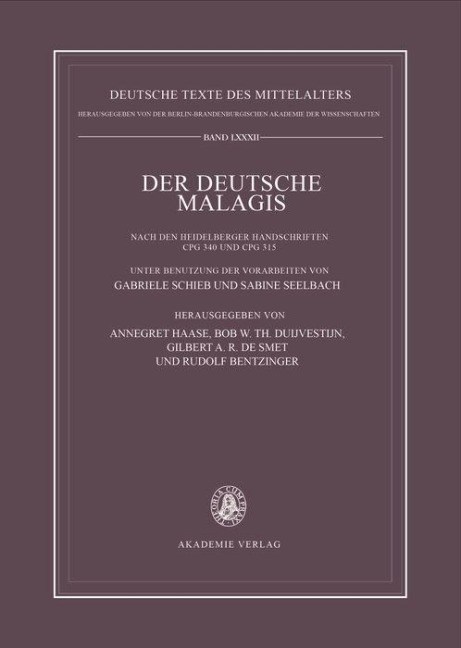 Der deutsche Malagis nach den Heidelberger Handschriften Cpg 340 und 315 - 