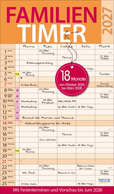 Familientimer 18 Monate 2027/2028 - 