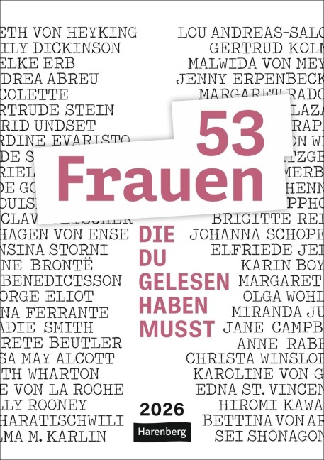 53 Frauen, die du gelesen haben musst Wochen-Kulturkalender 2026 - Susanne Nadolny