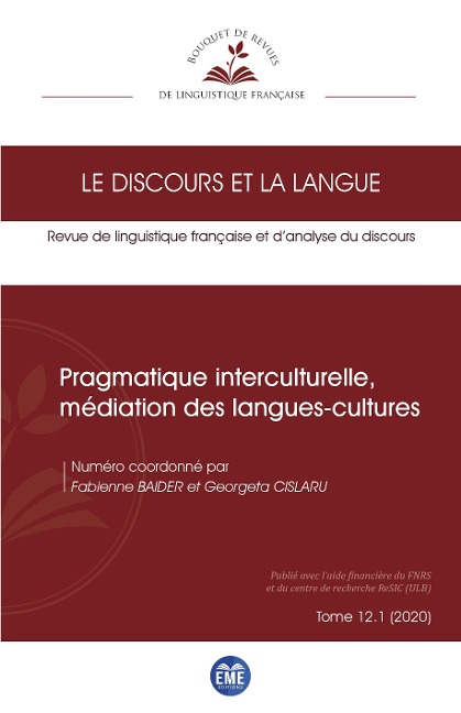 Pragmatique interculturelle, médiation des langues-cultures - Cislaru, Baider H