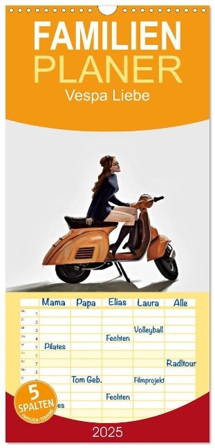 Familienplaner 2025 - Vespa Liebe mit 5 Spalten (Wandkalender, 21 x 45 cm) CALVENDO - (C) By Insideportugal