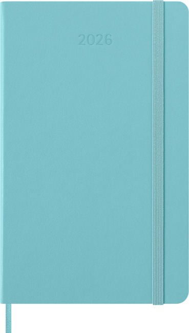 Moleskine 12 Monate Wochen Notizkalender 2026, Large/A5, 1 Wo = 1 Seite, rechts linierte Seite, fester Einband, Aquamarin - 
