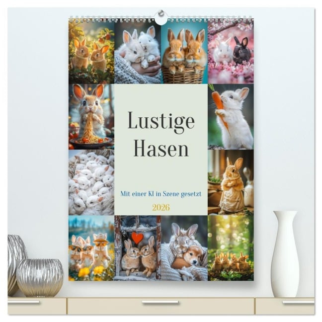 Lustige Hasen (hochwertiger Premium Wandkalender 2026 DIN A2 hoch), Kunstdruck in Hochglanz - Steffen Gierok-Latniak