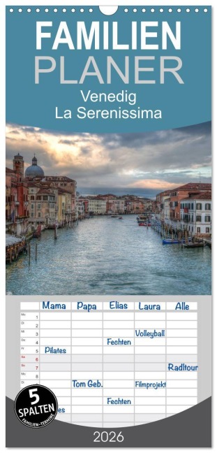Familienplaner 2026 - Venedig - La Serenissima mit 5 Spalten (Wandkalender, 21 x 45 cm) CALVENDO - Sascha Haas Photography