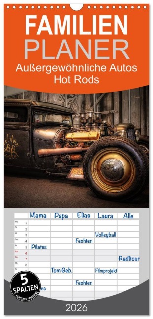 Familienplaner 2026 - Außergewöhnliche Autos - Hot Rods mit 5 Spalten (Wandkalender, 21 x 45 cm) CALVENDO - Eleonore Swierczyna