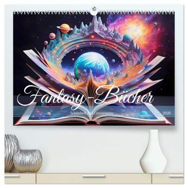 Fantasy-Bücher Schönheit des Universums (hochwertiger Premium Wandkalender 2026 DIN A2 quer), Kunstdruck in Hochglanz - Dusanka Djeric