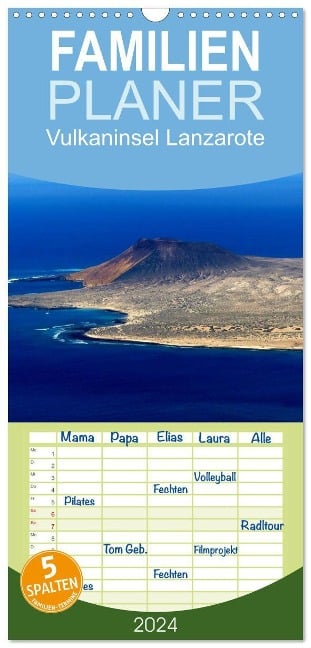 Familienplaner 2024 - Vulkaninsel Lanzarote mit 5 Spalten (Wandkalender, 21 x 45 cm) CALVENDO - Lucy M. Laube