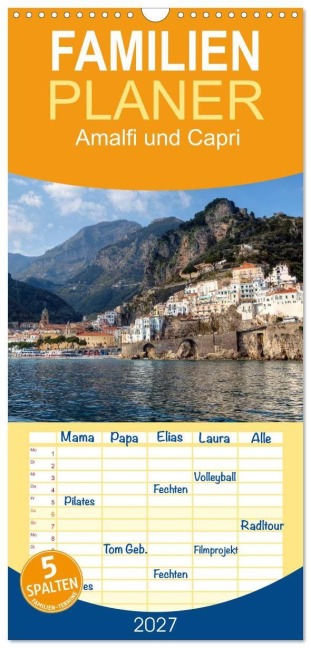 Familienplaner 2027 - Amalfiküste und Capri mit 5 Spalten (Wandkalender, 21 x 45 cm) CALVENDO - Joana Kruse