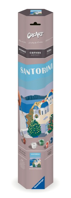 CreArt, Malen nach Zahlen Canvas Leinwand - Farbenfrohes Santorini - 