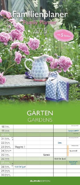 Gärten 2025 Familienplaner - Wandkalender - Familienkalender - 19,5x45 - 