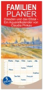 Familienplaner 2026 - Dresden und das Elbtal - Ein Aquarellkalender von Claudia Pinkau mit 5 Spalten (Wandkalender, 21 x 45 cm) CALVENDO - Claudia Pinkau