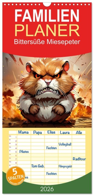 Familienplaner 2026 - Bittersüße Miesepeter mit 5 Spalten (Wandkalender, 21 x 45 cm) CALVENDO - Sell Pixs:Sell