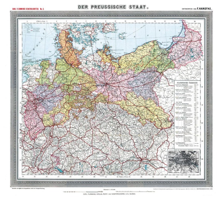 Historische Preussenkarte / DER PREUSSISCHE STAAT - 1905 [gerollt] - Friedrich Handtke