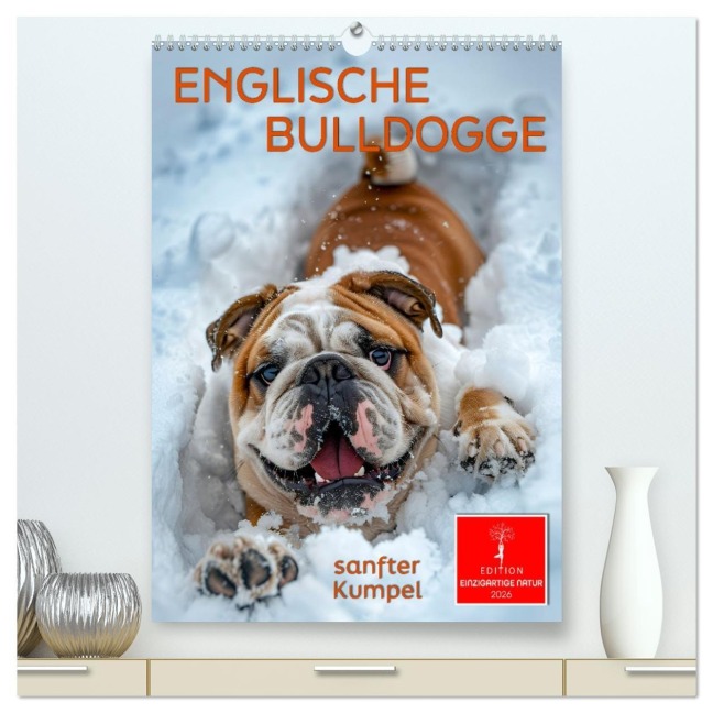 Englische Bulldogge - sanfter Kumpel (hochwertiger Premium Wandkalender 2026 DIN A2 hoch), Kunstdruck in Hochglanz - Peter Roder