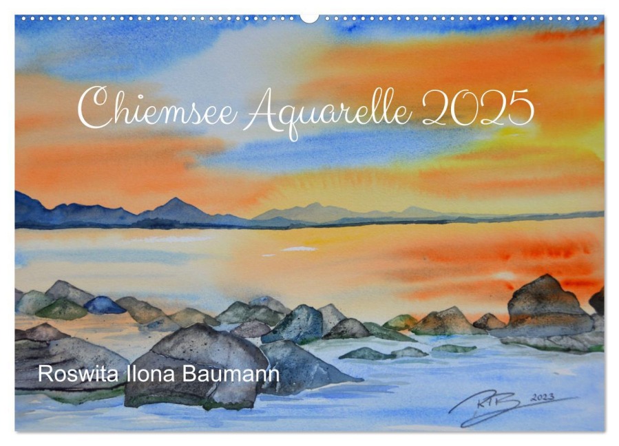 Chiemsee Aquarelle (Wandkalender 2025 DIN A2 quer), CALVENDO Monatskalender - Roswita Ilona Baumann