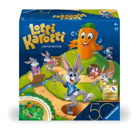 Ravensburger Kinderspiele 23005 - Lotti Karotti - Wettlaufspiel für 2 bis 4 Spieler ab 4 Jahren - Jubiläums-Edition 50 Jahre Blaues Dreieck - (c) Seven Towns Ltd.