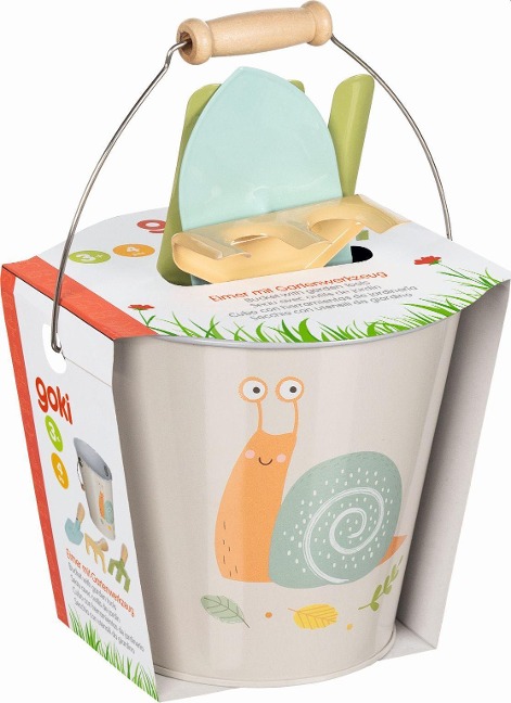 Eimer mit Gartenwerkzeug, Motiv Schnecke - 