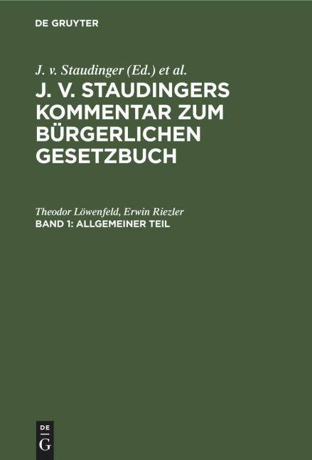 Allgemeiner Teil - Erwin Riezler, Theodor Löwenfeld