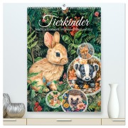 Tierkinder - Niedliche illustrierte Wildtiere in Wald und Flur (hochwertiger Premium Wandkalender 2026 DIN A2 hoch), Kunstdruck in Hochglanz - Anja Frost