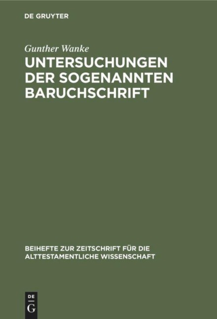 Untersuchungen der sogenannten Baruchschrift - Gunther Wanke
