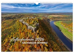 Cover-Bild zum Titel 'Kalender Sächsische Schweiz Luftaufnahmen 2026' von 'Peter Schubert'