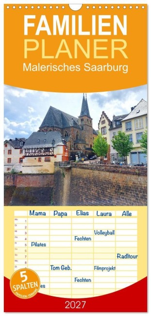 Familienplaner 2027 - Malerisches Saarburg mit 5 Spalten (Wandkalender, 21 x 45 cm) CALVENDO - Gisela Kruse