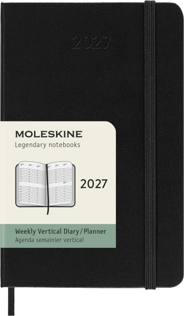 Moleskine 12 Monate Wochenkalender 2027, Pocket/A6, 1 Wo = 2 Seiten, vertikal, fester Einband, Schwarz - 