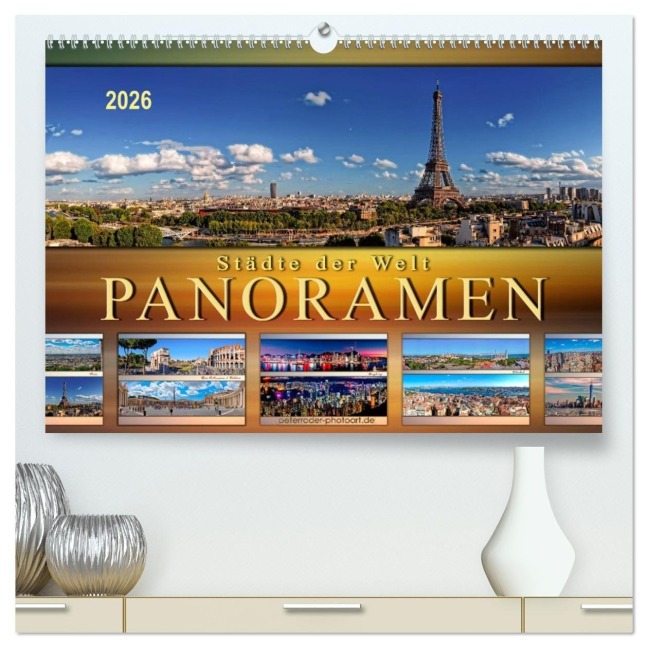 Städte der Welt, Panoramen (hochwertiger Premium Wandkalender 2026 DIN A2 quer), Kunstdruck in Hochglanz - Peter Roder