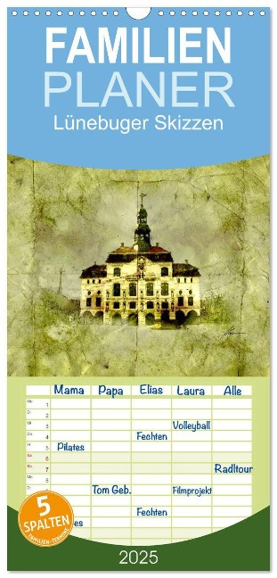 Familienplaner 2025 - Lüneburger Skizzen mit 5 Spalten (Wandkalender, 21 x 45 cm) CALVENDO - Ralf Habermann