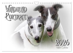 Cover-Bild zum Titel 'Windhund Portrait 2026 White Edition (Wandkalender 2026 DIN A4 quer), CALVENDO Monatskalender' von 'Andrea Redecker'